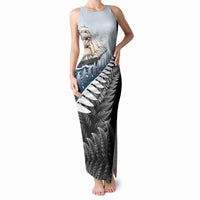 Personalised New Zealand Pakeha Tank Maxi Dress Kiwi Silver Fern and Sailing Ship Compass