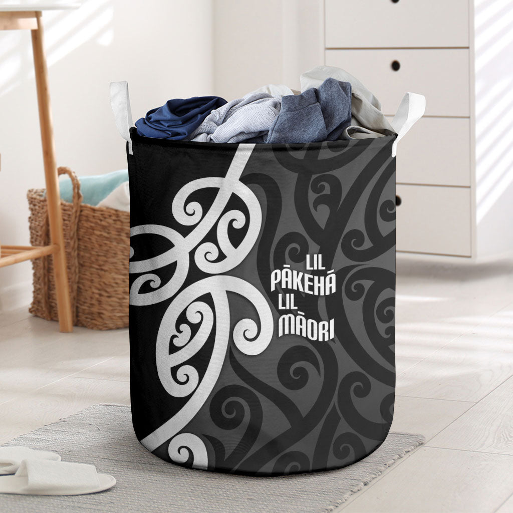 Lil Pakeha Lil Maori New Zealand Laundry Basket Kiwi Proud Mangopare Pattern