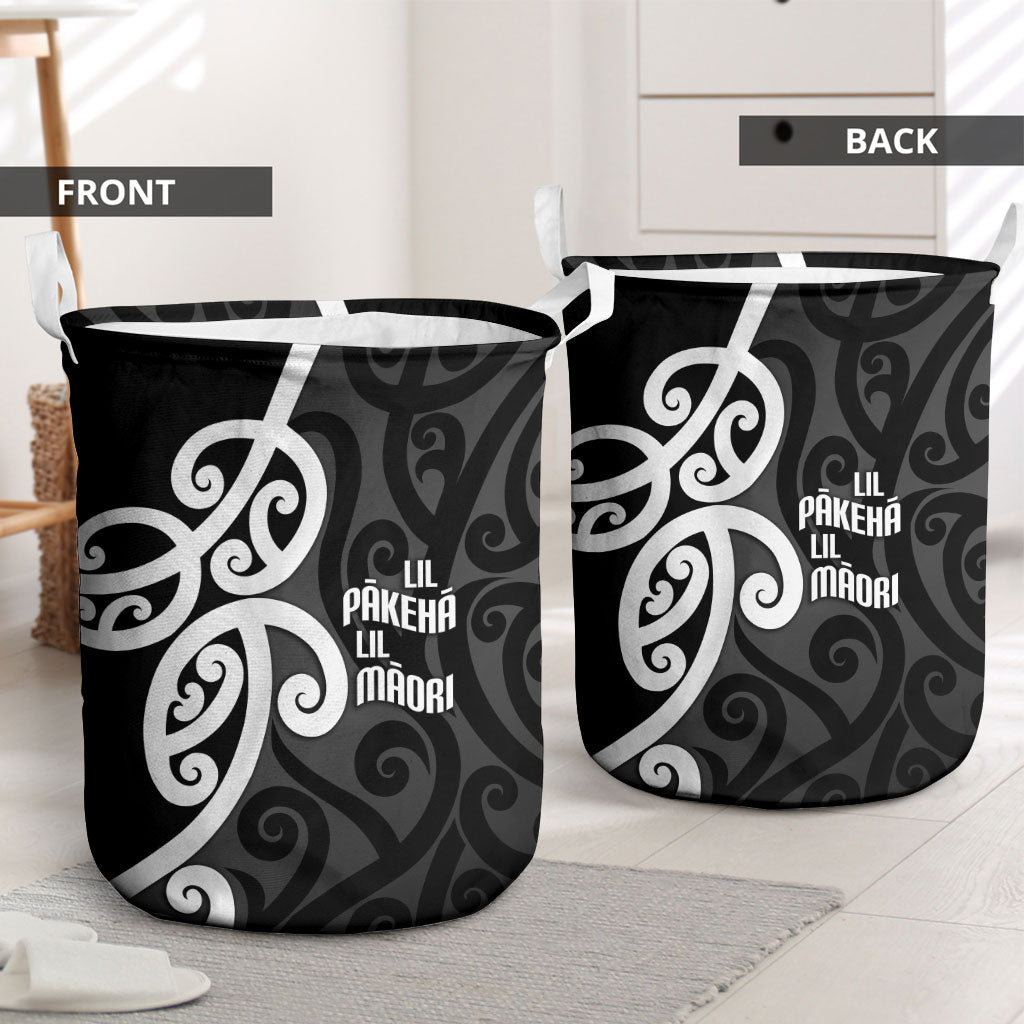 Lil Pakeha Lil Maori New Zealand Laundry Basket Kiwi Proud Mangopare Pattern