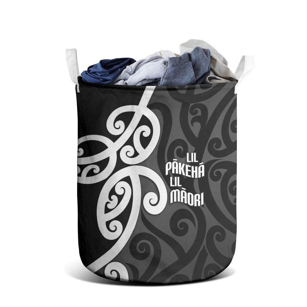Lil Pakeha Lil Maori New Zealand Laundry Basket Kiwi Proud Mangopare Pattern