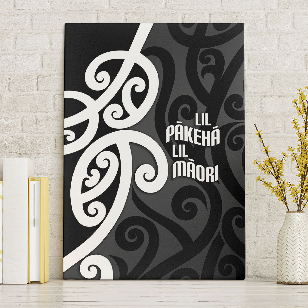 Lil Pakeha Lil Maori New Zealand Canvas Wall Art Kiwi Proud Mangopare Pattern