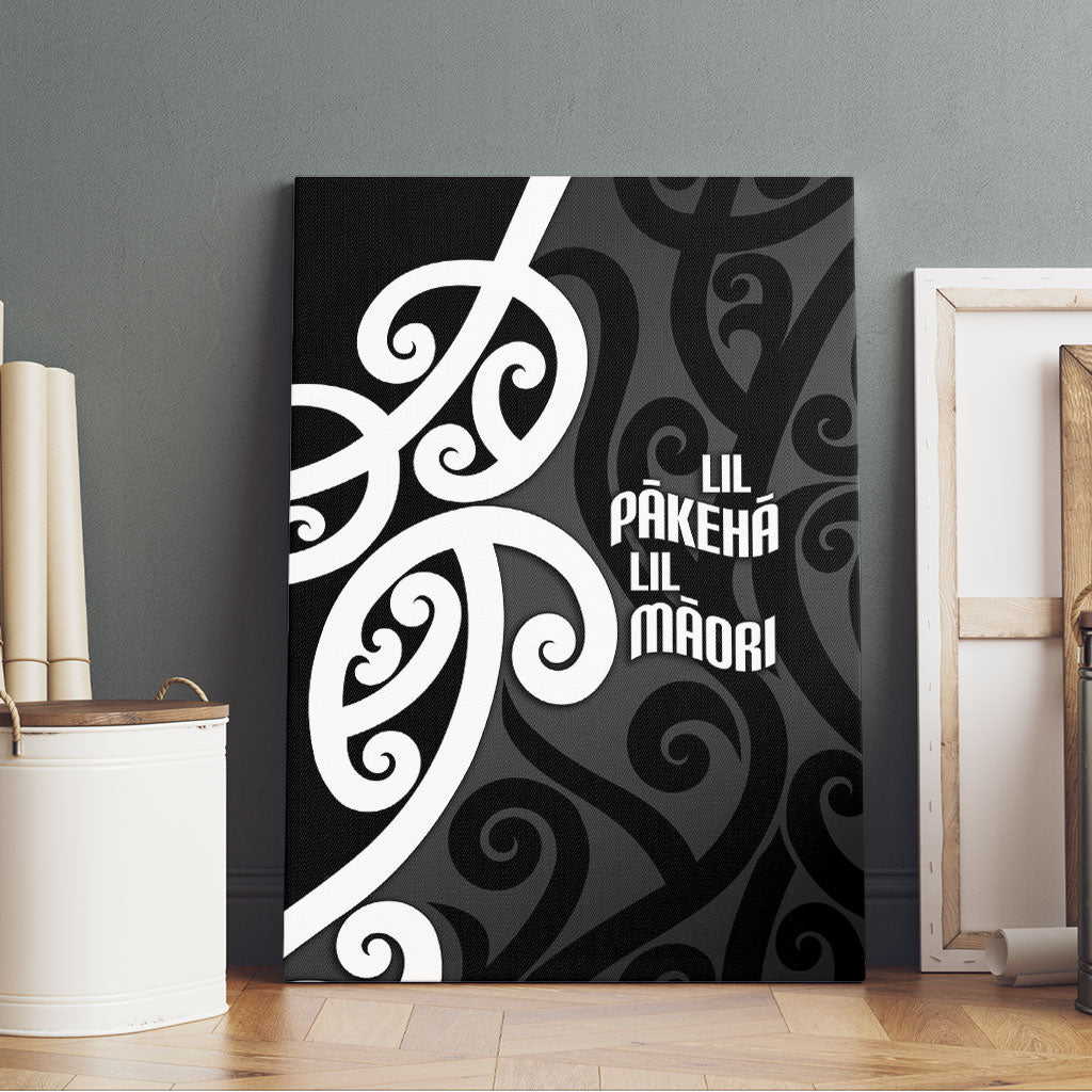 Lil Pakeha Lil Maori New Zealand Canvas Wall Art Kiwi Proud Mangopare Pattern