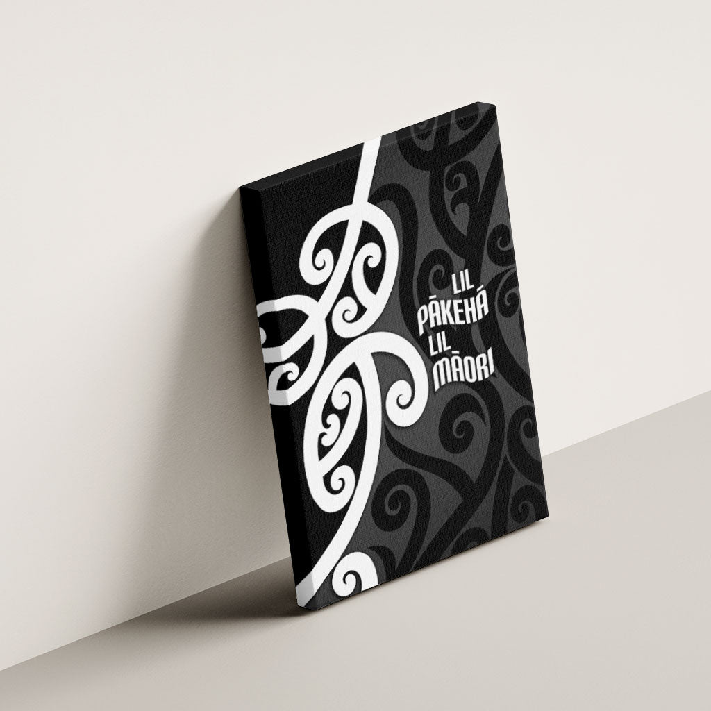 Lil Pakeha Lil Maori New Zealand Canvas Wall Art Kiwi Proud Mangopare Pattern