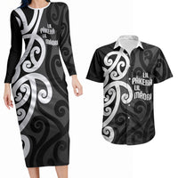 Lil Pakeha Lil Maori New Zealand Couples Matching Long Sleeve Bodycon Dress and Hawaiian Shirt Kiwi Proud Mangopare Pattern