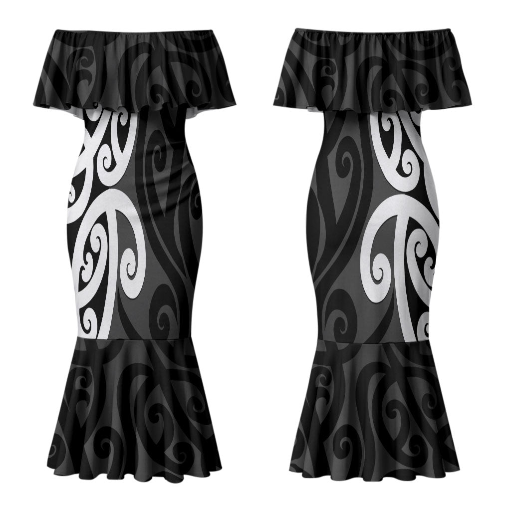 Lil Pakeha Lil Maori New Zealand Couples Matching Mermaid Dress and Long Sleeve Button Shirt Kiwi Proud Mangopare Pattern