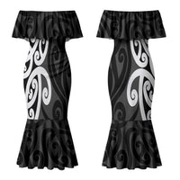 Lil Pakeha Lil Maori New Zealand Couples Matching Mermaid Dress and Long Sleeve Button Shirt Kiwi Proud Mangopare Pattern