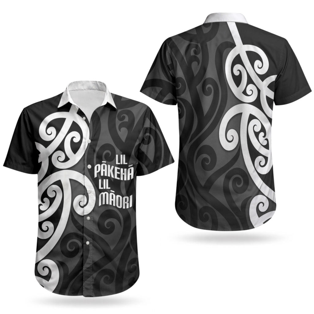 Lil Pakeha Lil Maori New Zealand Couples Matching Off The Shoulder Long Sleeve Dress and Hawaiian Shirt Kiwi Proud Mangopare Pattern