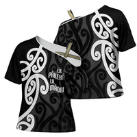 Lil Pakeha Lil Maori New Zealand Cross Shoulder Shirt Kiwi Proud Mangopare Pattern