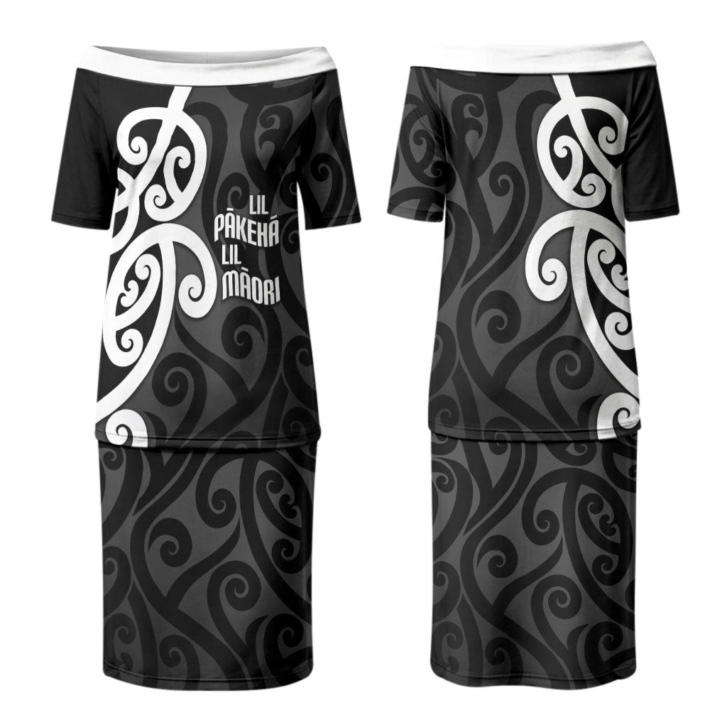 Lil Pakeha Lil Maori New Zealand Family Matching Puletasi and Hawaiian Shirt Kiwi Proud Mangopare Pattern