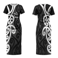 Lil Pakeha Lil Maori New Zealand Family Matching Short Sleeve Bodycon Dress and Hawaiian Shirt Kiwi Proud Mangopare Pattern