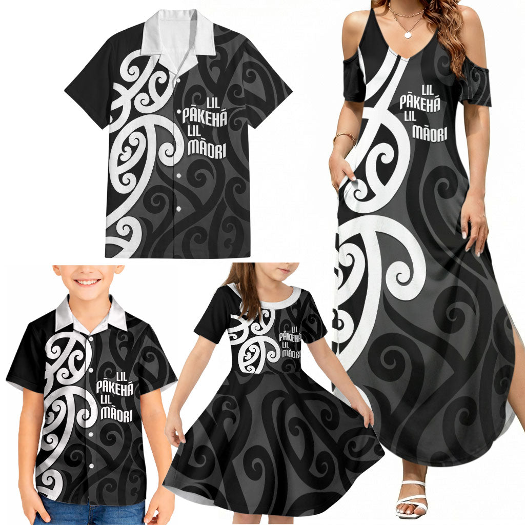 Lil Pakeha Lil Maori New Zealand Family Matching Summer Maxi Dress and Hawaiian Shirt Kiwi Proud Mangopare Pattern LT14 - Polynesian Pride