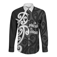 Lil Pakeha Lil Maori New Zealand Long Sleeve Button Shirt Kiwi Proud Mangopare Pattern