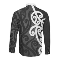 Lil Pakeha Lil Maori New Zealand Long Sleeve Button Shirt Kiwi Proud Mangopare Pattern