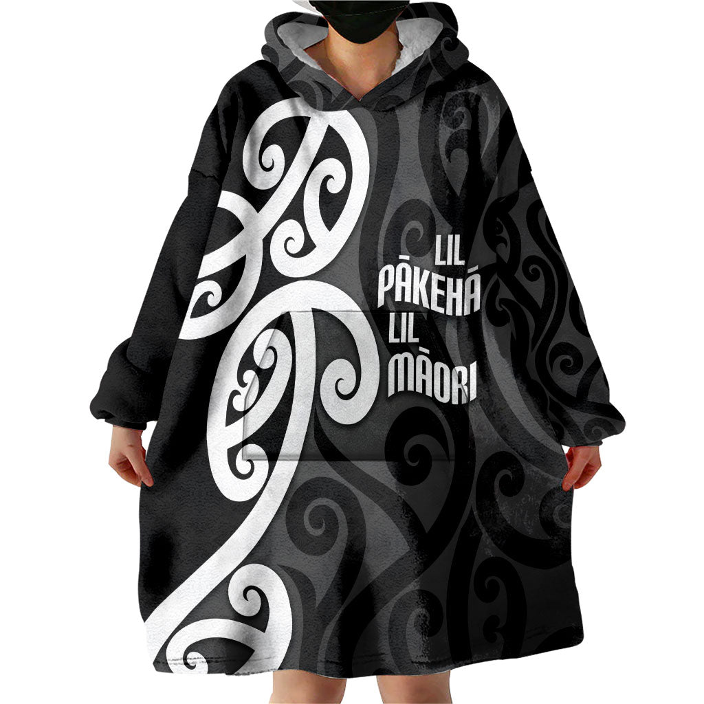 Lil Pakeha Lil Maori New Zealand Wearable Blanket Hoodie Kiwi Proud Mangopare Pattern