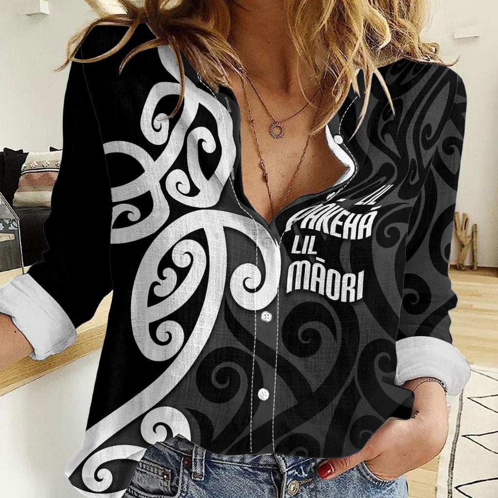 Lil Pakeha Lil Maori New Zealand Women Casual Shirt Kiwi Proud Mangopare Pattern
