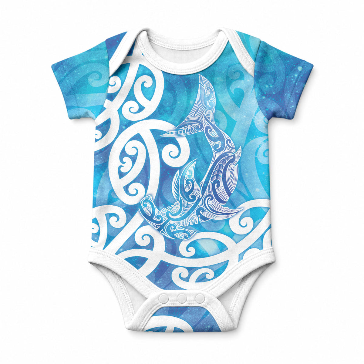 Hammerhead Shark Tattoo New Zealand Baby Onesie Maori Galaxy Mangopare Pattern