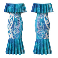 Hammerhead Shark Tattoo New Zealand Couples Matching Mermaid Dress and Hawaiian Shirt Maori Galaxy Mangopare Pattern