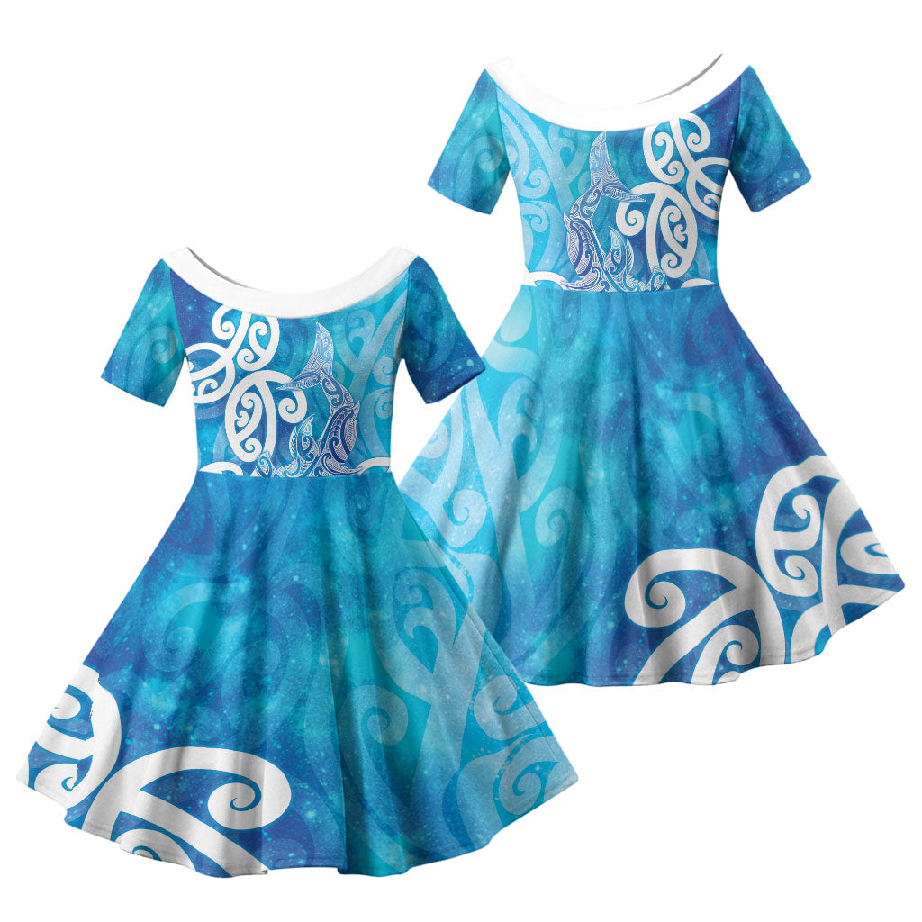 Hammerhead Shark Tattoo New Zealand Family Matching Summer Maxi Dress and Hawaiian Shirt Maori Galaxy Mangopare Pattern