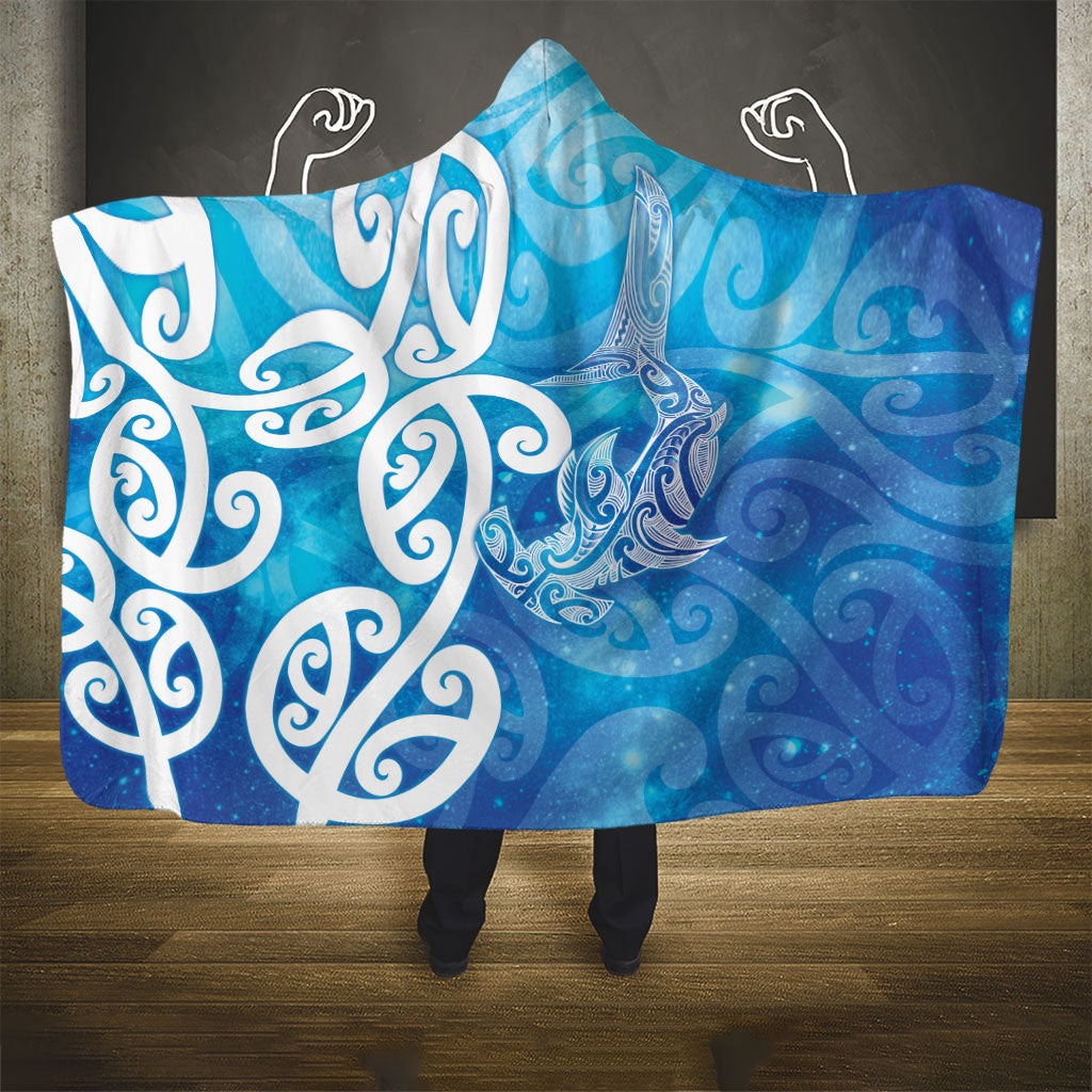 Hammerhead Shark Tattoo New Zealand Hooded Blanket Maori Galaxy Mangopare Pattern