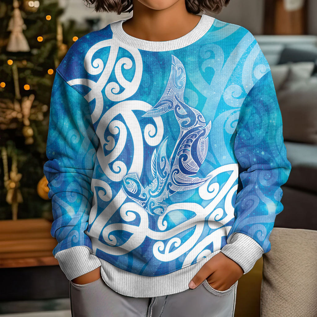 Hammerhead Shark Tattoo New Zealand Kid Ugly Christmas Sweater Maori Galaxy Mangopare Pattern