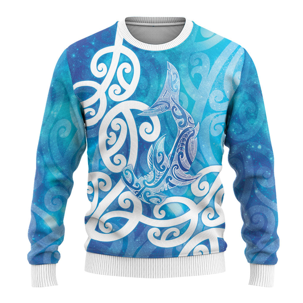 Hammerhead Shark Tattoo New Zealand Ugly Christmas Sweater Maori Galaxy Mangopare Pattern LT14 - Polynesian Pride