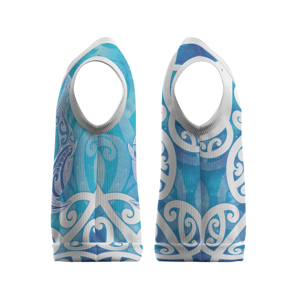 Hammerhead Shark Tattoo New Zealand Christmas Knitted V-Neck Vest Maori Galaxy Mangopare Pattern