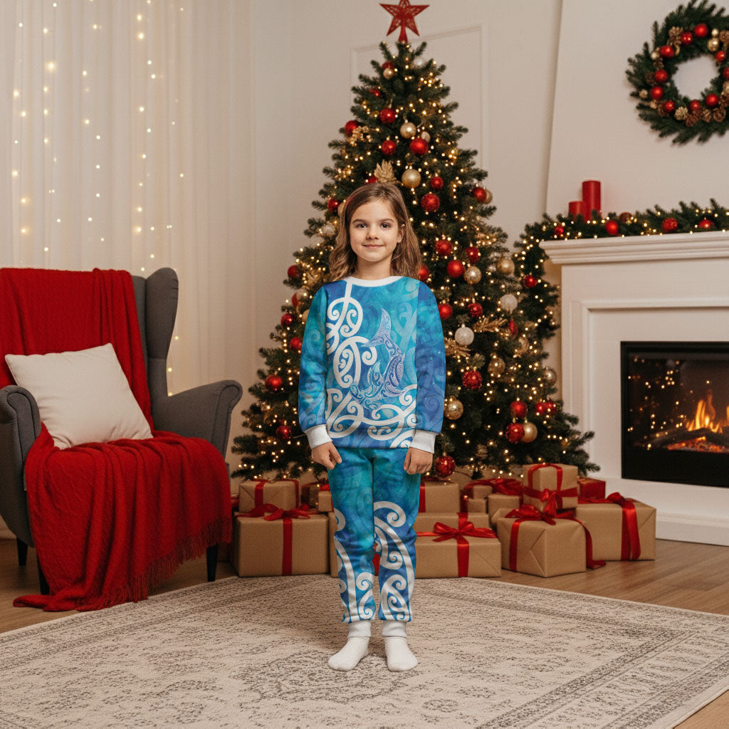 Hammerhead Shark Tattoo New Zealand Christmas Pajama Set Maori Galaxy Mangopare Pattern