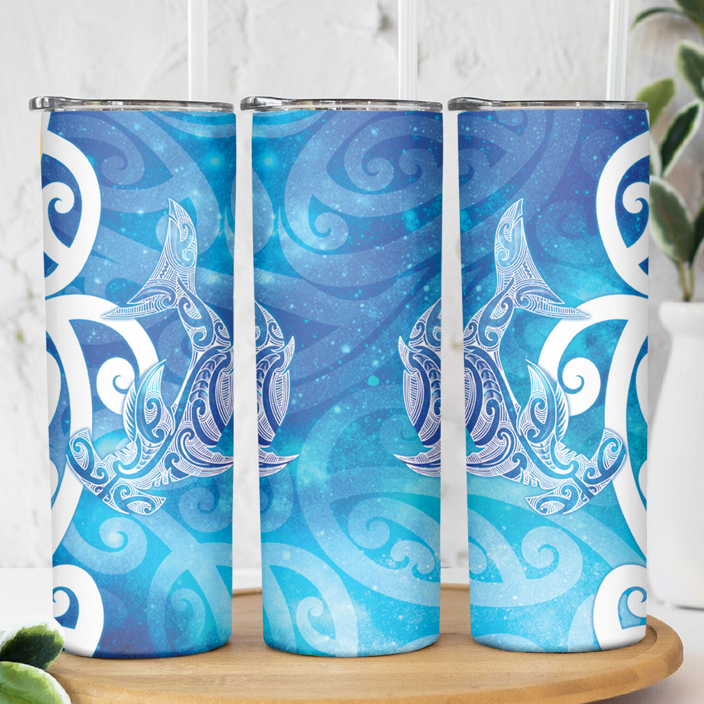 Hammerhead Shark Tattoo New Zealand Skinny Tumbler Maori Galaxy Mangopare Pattern