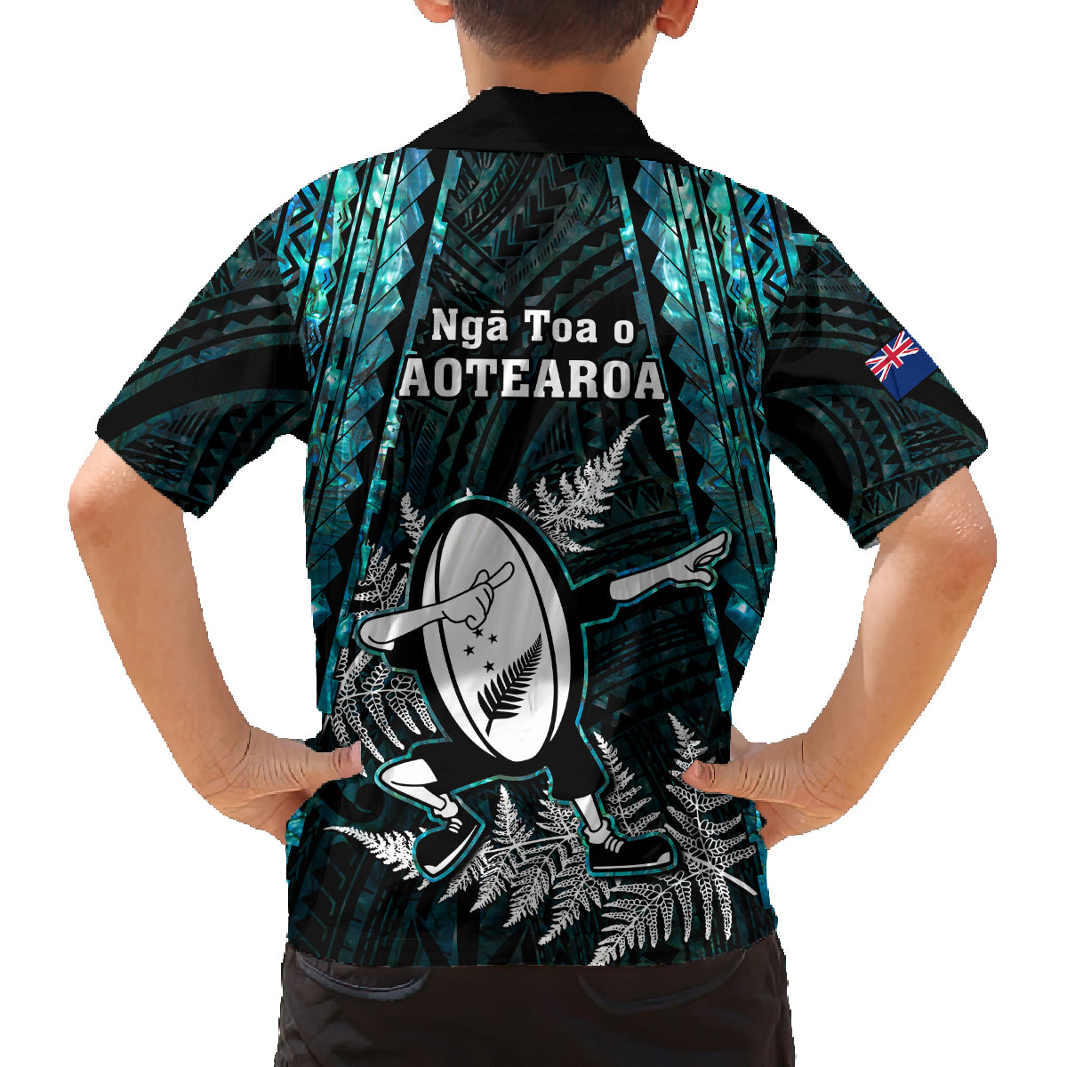 New Zealand Silver Fern Rugby Family Matching Mermaid Dress and Hawaiian Shirt Aotearoa All Black Dabbing Ball With Maori Paua Shell LT14 - Polynesian Pride