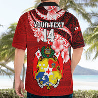 Custom Tonga Rugby Hawaiian Shirt Ikale Tahi Tongan Ngatu Pattern With Dabbing Ball LT14 - Polynesian Pride
