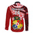 Custom Tonga Rugby Long Sleeve Button Shirt Ikale Tahi Tongan Ngatu Pattern With Dabbing Ball LT14 - Polynesian Pride