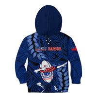 Samoa Rugby Kid Hoodie Manu Samoa Ula Fala Dabbing Ball Polynesian Blue Version LT14 - Polynesian Pride