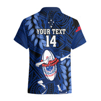 Custom Samoa Rugby Hawaiian Shirt Manu Samoa Ula Fala Dabbing Ball Polynesian Blue Version LT14 - Polynesian Pride
