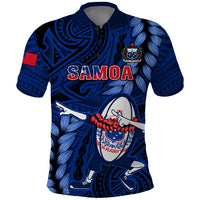 Custom Samoa Rugby Polo Shirt Manu Samoa Ula Fala Dabbing Ball Polynesian Blue Version LT14 Blue - Polynesian Pride