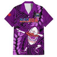 Samoa Rugby Family Matching Tank Maxi Dress and Hawaiian Shirt Manu Samoa Ula Fala Dabbing Ball Polynesian Purple Version LT14 - Polynesian Pride