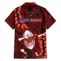 Samoa Rugby Family Matching Tank Maxi Dress and Hawaiian Shirt Manu Samoa Ula Fala Dabbing Ball Polynesian Red Version LT14 - Polynesian Pride