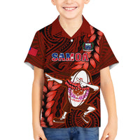 Samoa Rugby Kid Hawaiian Shirt Manu Samoa Ula Fala Dabbing Ball Polynesian Red Version LT14 - Polynesian Pride