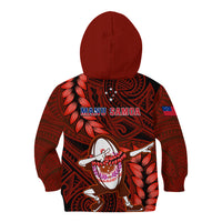 Samoa Rugby Kid Hoodie Manu Samoa Ula Fala Dabbing Ball Polynesian Red Version LT14 - Polynesian Pride
