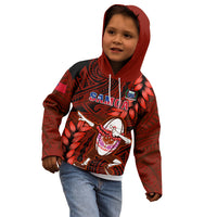 Samoa Rugby Kid Hoodie Manu Samoa Ula Fala Dabbing Ball Polynesian Red Version LT14 - Polynesian Pride