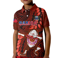Samoa Rugby Kid Polo Shirt Manu Samoa Ula Fala Dabbing Ball Polynesian Red Version LT14 Kid Red - Polynesian Pride