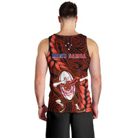 Samoa Rugby Men Tank Top Manu Samoa Ula Fala Dabbing Ball Polynesian Red Version LT14 - Polynesian Pride