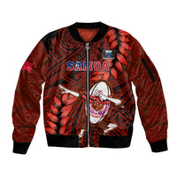Samoa Rugby Sleeve Zip Bomber Jacket Manu Samoa Ula Fala Dabbing Ball Polynesian Red Version LT14 Unisex Red - Polynesian Pride