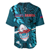 Samoa Rugby Baseball Jersey Manu Samoa Ula Fala Dabbing Ball Polynesian Turquoise Version LT14 - Polynesian Pride