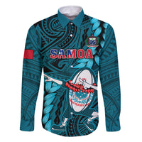 Samoa Rugby Family Matching Tank Maxi Dress and Hawaiian Shirt Manu Samoa Ula Fala Dabbing Ball Polynesian Turquoise Version LT14 - Polynesian Pride