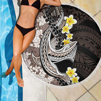 Brown and Black Hawaii Shark Tattoo Beach Blanket Puakenikeni Lei Plumeria Polynesian Pattern - Polynesian Pride