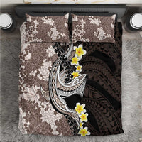 Brown and Black Hawaii Shark Tattoo Bedding Set Puakenikeni Lei Plumeria Polynesian Pattern - Polynesian Pride