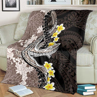 Brown and Black Hawaii Shark Tattoo Blanket Puakenikeni Lei Plumeria Polynesian Pattern - Polynesian Pride