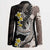 Brown and Black Hawaii Shark Tattoo Blazer Puakenikeni Lei Plumeria Polynesian Pattern - Polynesian Pride