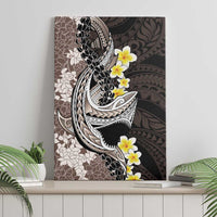 Brown and Black Hawaii Shark Tattoo Canvas Wall Art Puakenikeni Lei Plumeria Polynesian Pattern - Polynesian Pride