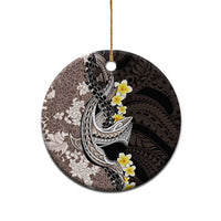 Brown and Black Hawaii Shark Tattoo Ceramic Ornament Puakenikeni Lei Plumeria Polynesian Pattern - Polynesian Pride